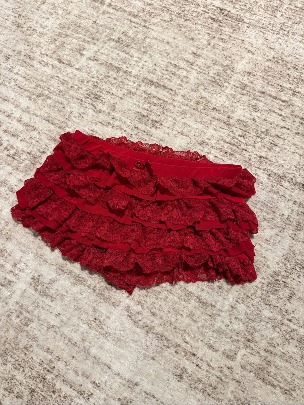 SHEIN Red Lace Ruffle Mini Skirt